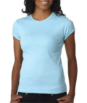 1001 Bella Canvas Ladies' Baby Rib Short-Sleeve Crew Neck Tee Light Aqua