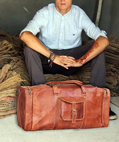 21 Inch Vintage Leather Duffel Travel Gym Sports Overnight Weekend Sale