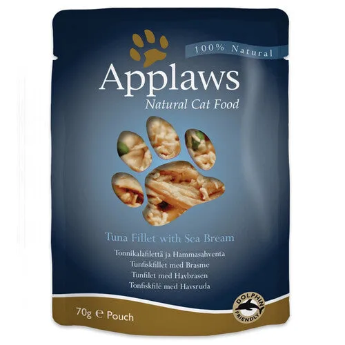 Applaws Natural Cat Pouches with Tuna and Seabream in Broth 12 x 70g