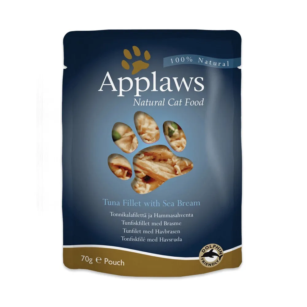 Applaws Natural Cat Pouches with Tuna and Seabream in Broth 12 x 70g