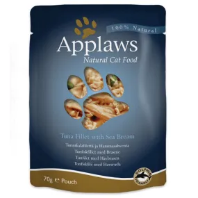 Applaws Natural Cat Pouches with Tuna and Seabream in Broth 12 x 70g