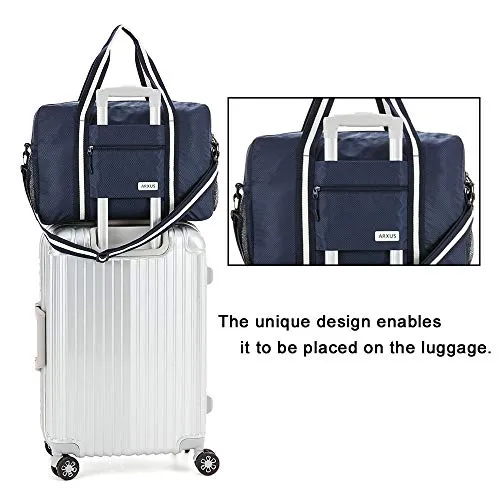 Arxus Travel Lightweight Waterproof Foldable Storage Carry Luggage Duffle Tote Bag (Navy Blue)