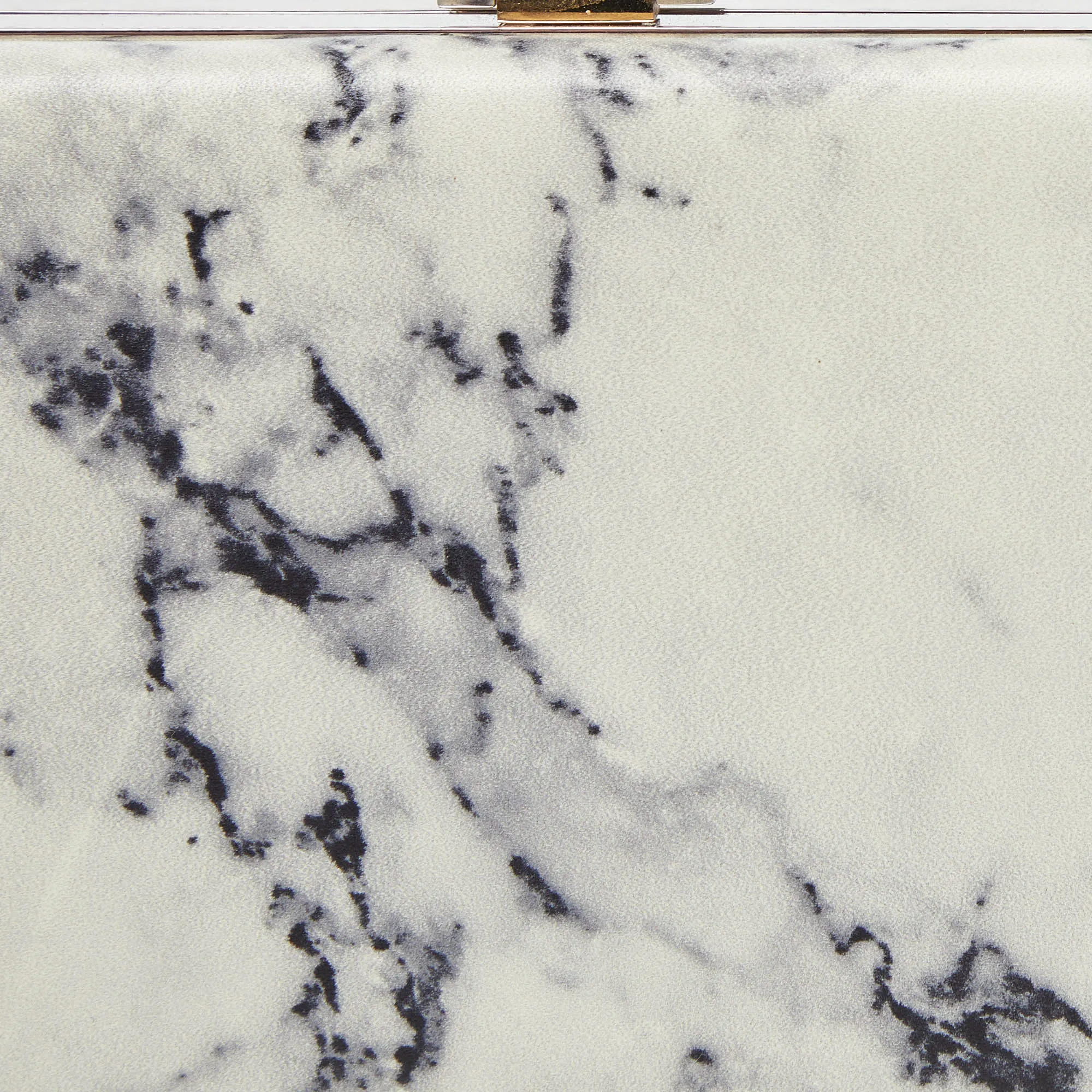 BALENCIAGA Off White/Black Marble Leather Le Dix Minaudiere Box Clutch