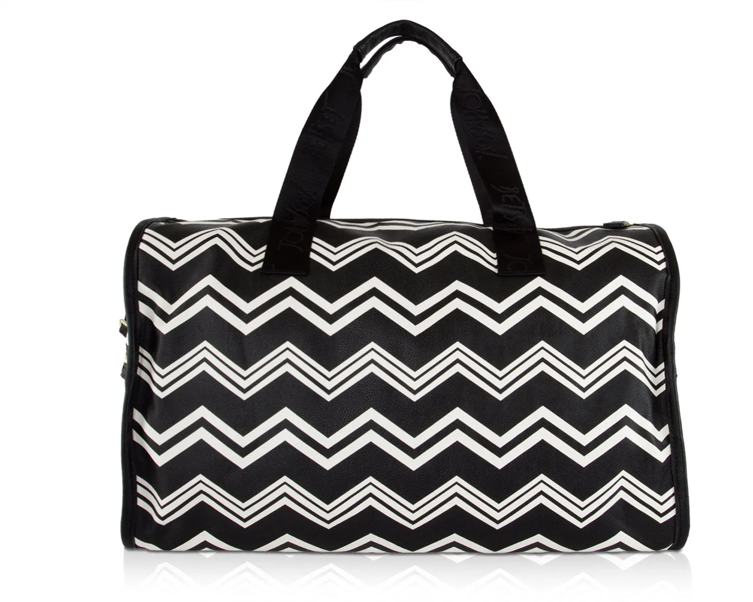 Betsey Johnson Chevron Carry On Weekender Travel Duffel Bag - Black White