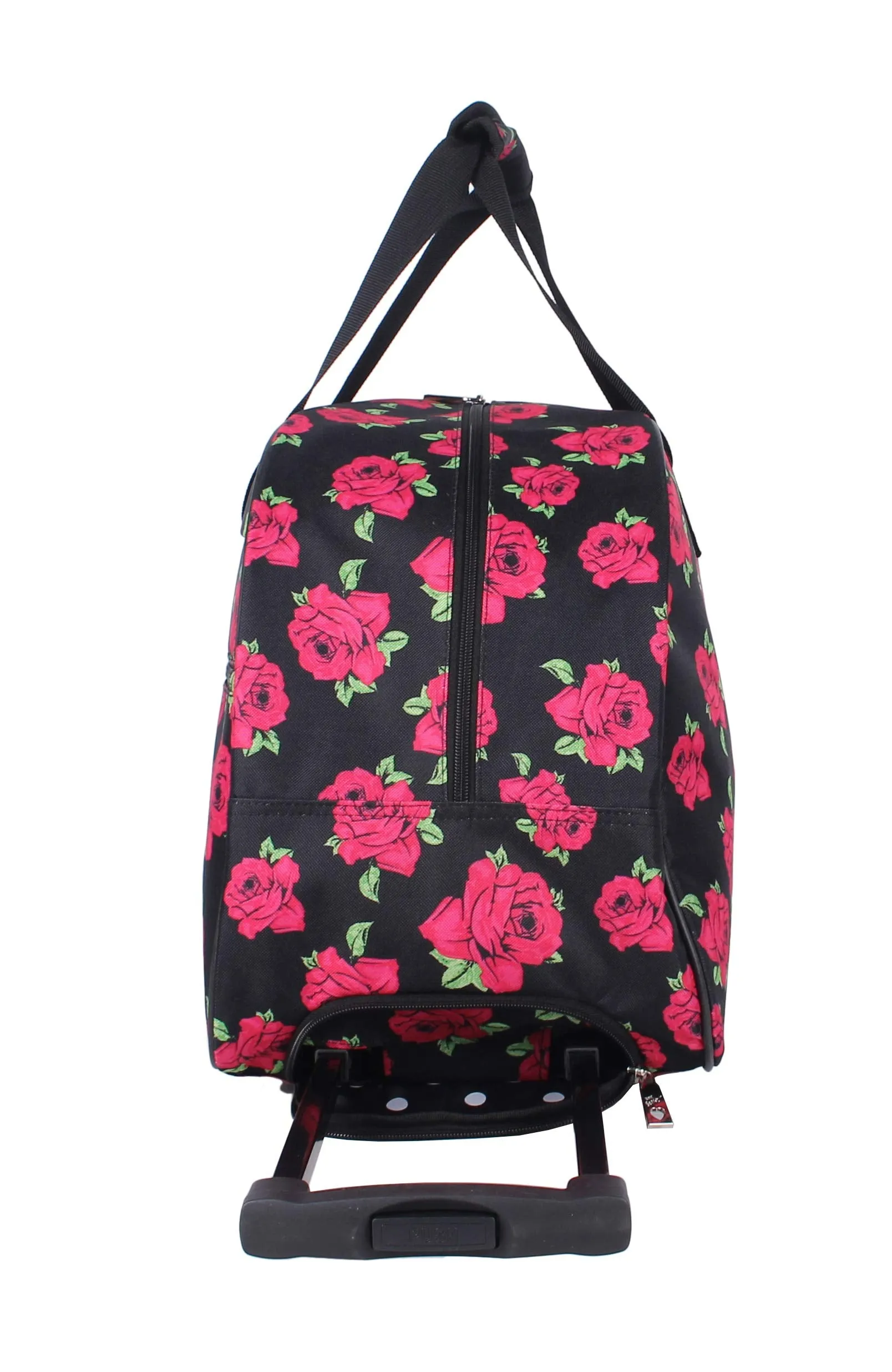 Betsey Johnson Luggage Designer Pattern Suitcase Wheeled Duffel Carry On Bag (Paris Love) (One Size, Covered Roses)