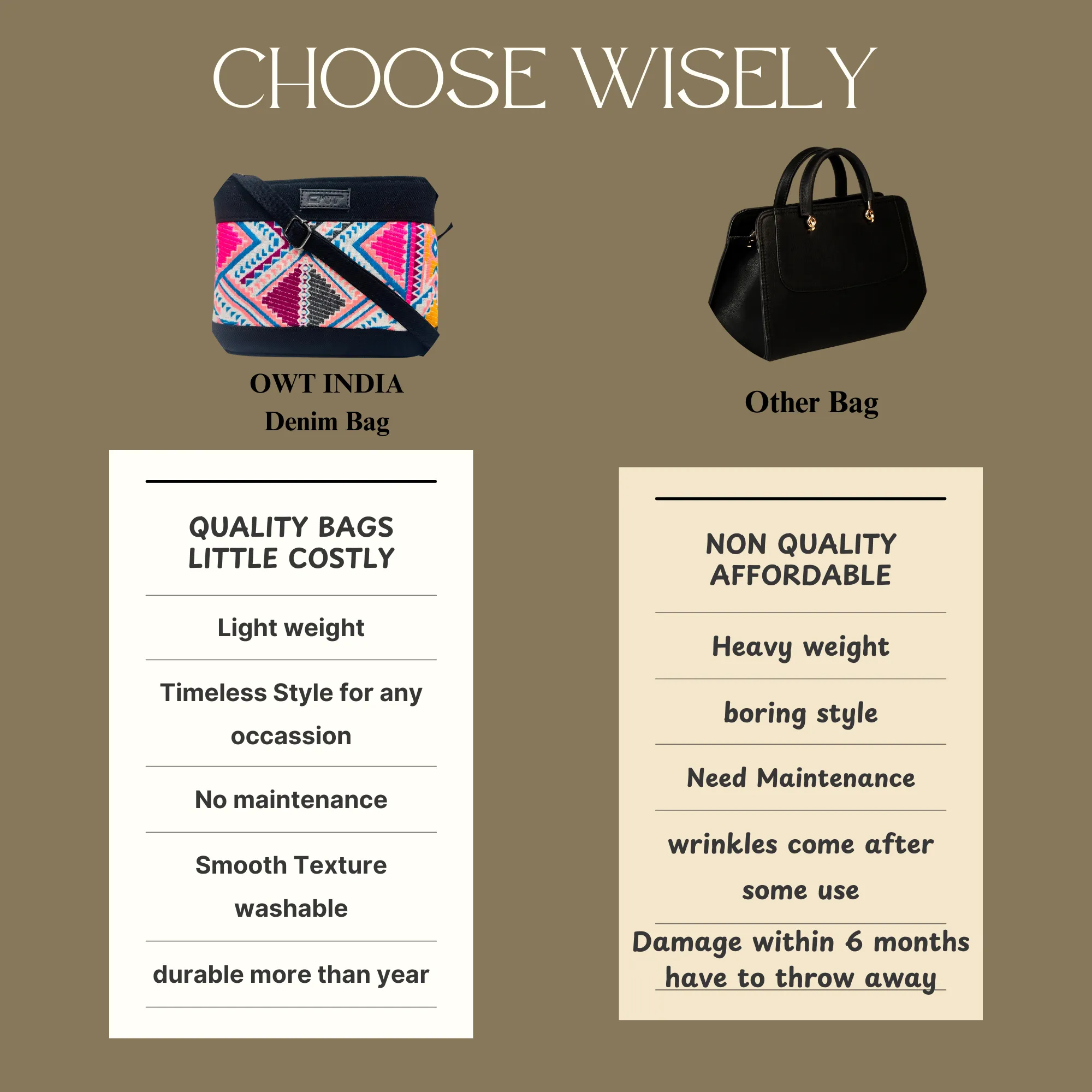 BLACK DENIM DURABLE MULTICOLOR SLING BAG