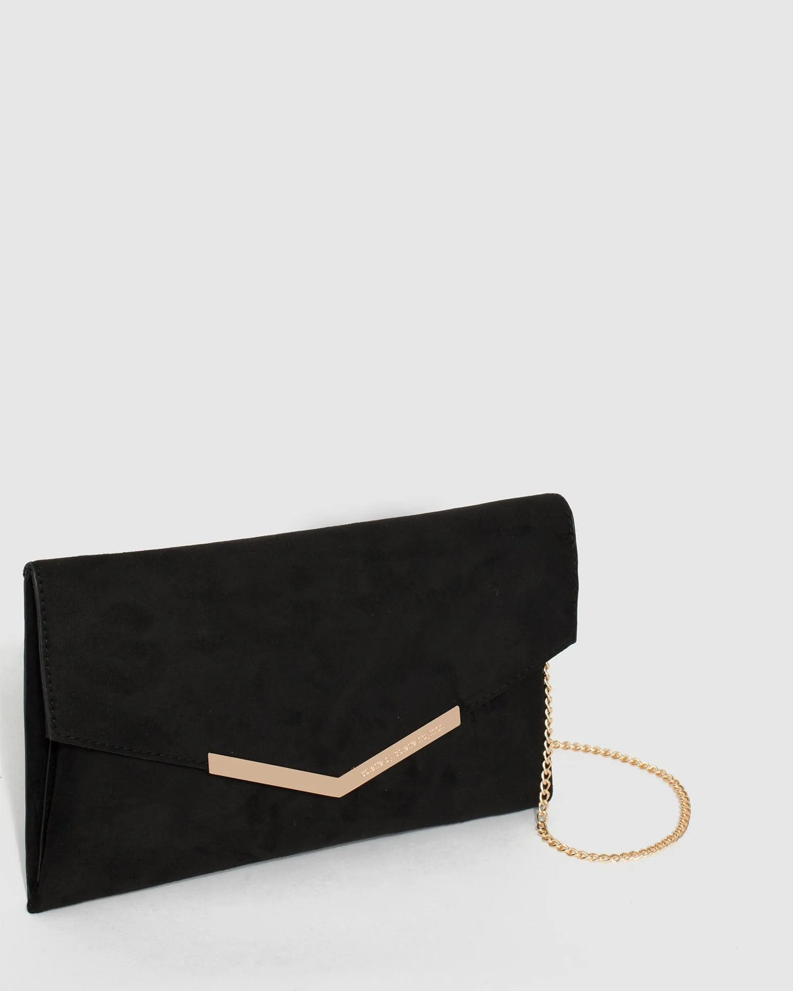 Black Micaela Envelope Clutch Bag