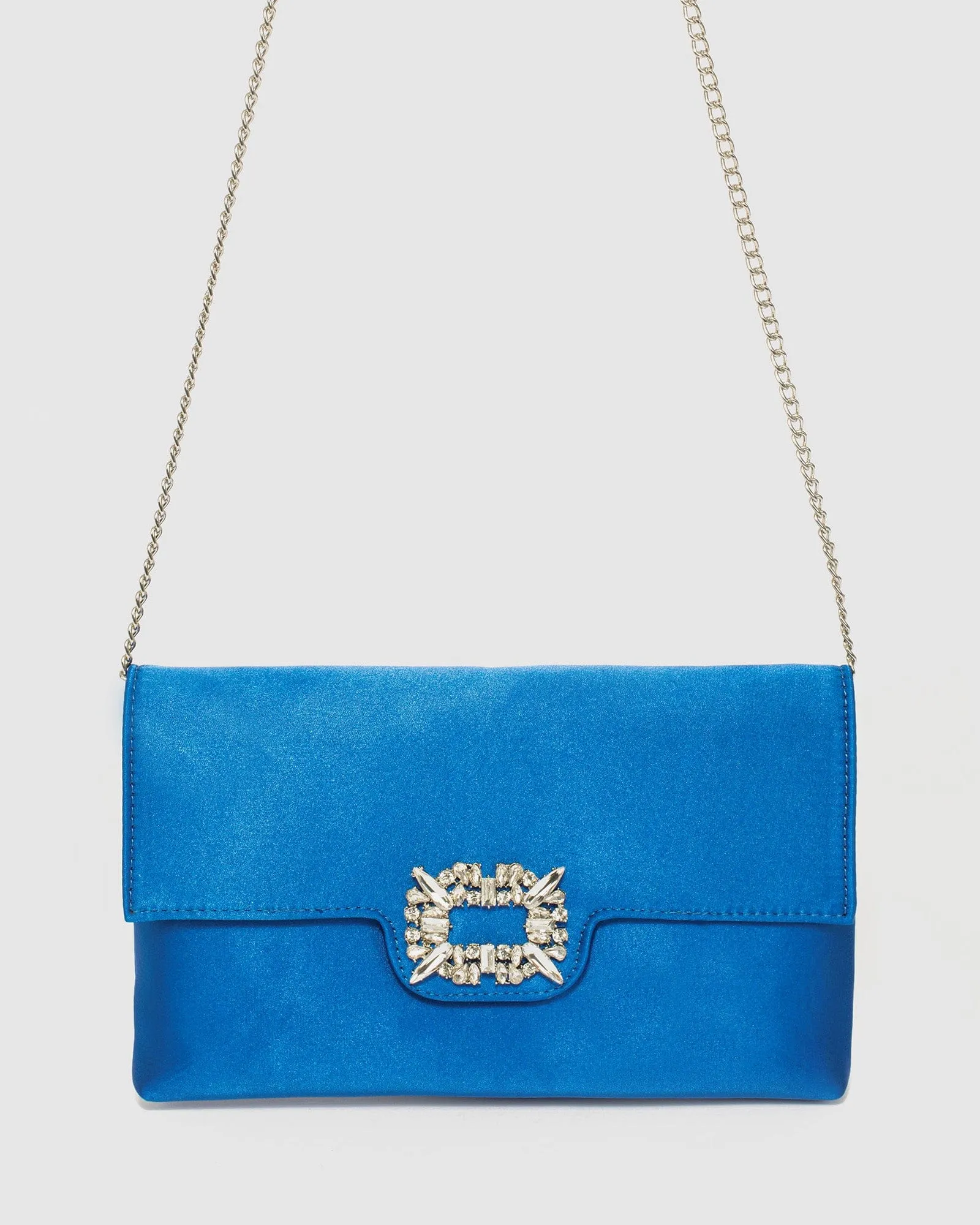 Blue Polly Crystal Clutch Bag