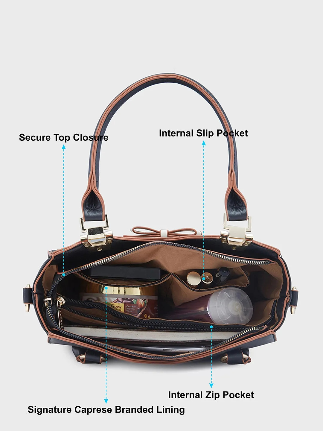 Caprese Amayra Satchel Medium Black