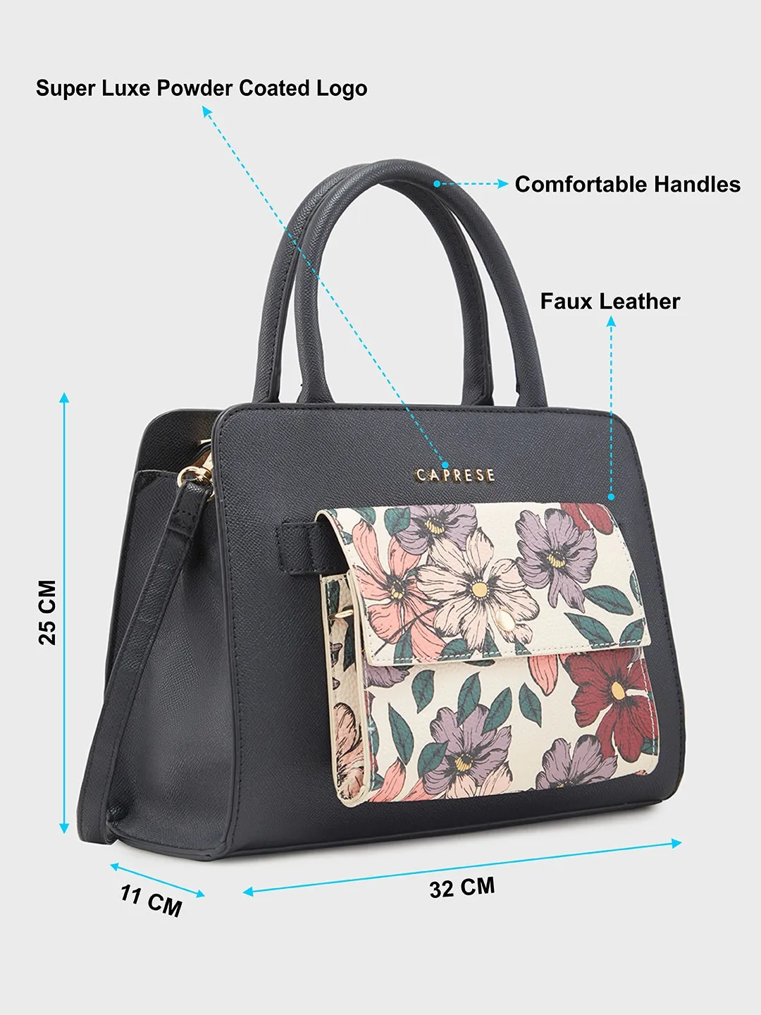 Caprese Daphne Satchel Medium Black