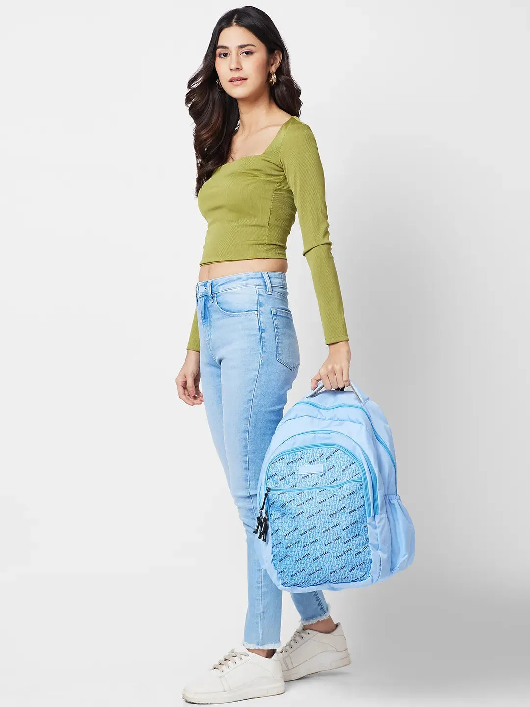 Caprese Zoe School Backpack Large Light Blue