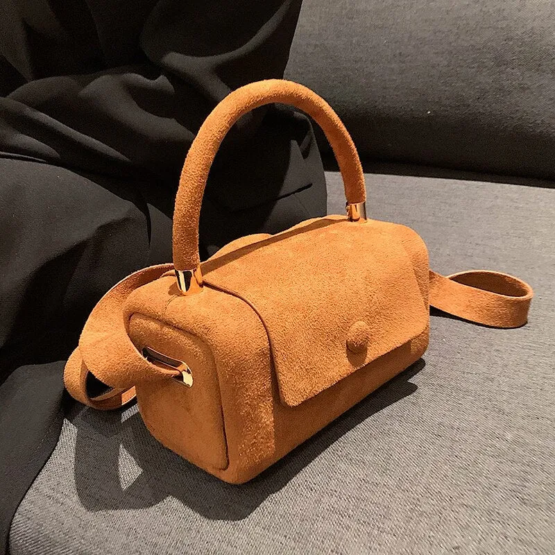 Christmas Gift с доставкой Small Vintage Faux suede Underarm Baguette Shoulder Crossbody Bags For Women 2021 Winter Simple Handbags and Purses