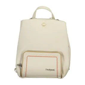 Desigual Elegant White Backpack with Contrast Details