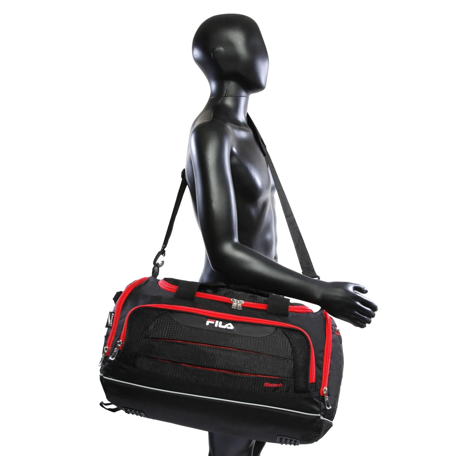 Fila Cypress Small Sport Duffel Bag, Black/Red, One Size