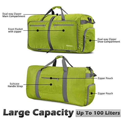Gonex 100L Foldable Travel Duffel Bag for Luggage Gym Sports, Lightweight Travel Bag with Big