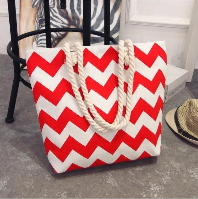 Graffiti Print Canvas Shoulder Handbag w/Twisted Rope Strap