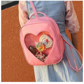 Heart Window Slot  Backpack Kawaii Academia Y2K Cottagecore Coquette Fairycore Dollette Princesscore
