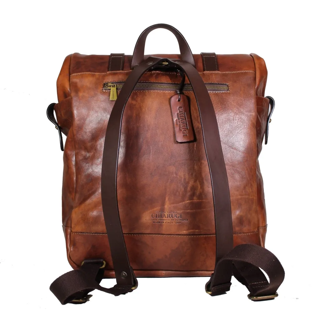 ITALIAN LEATHER ROLL-TOP BACKPACK