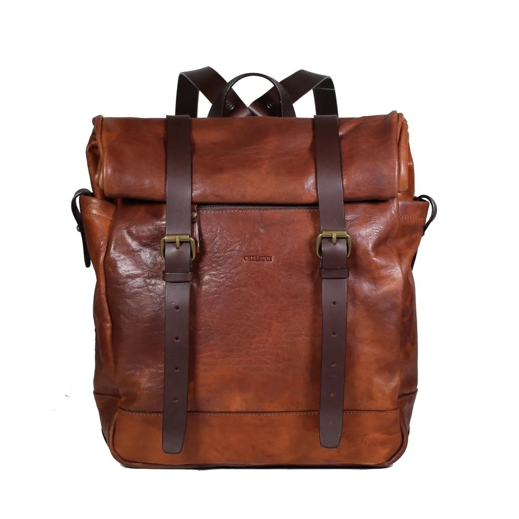 ITALIAN LEATHER ROLL-TOP BACKPACK