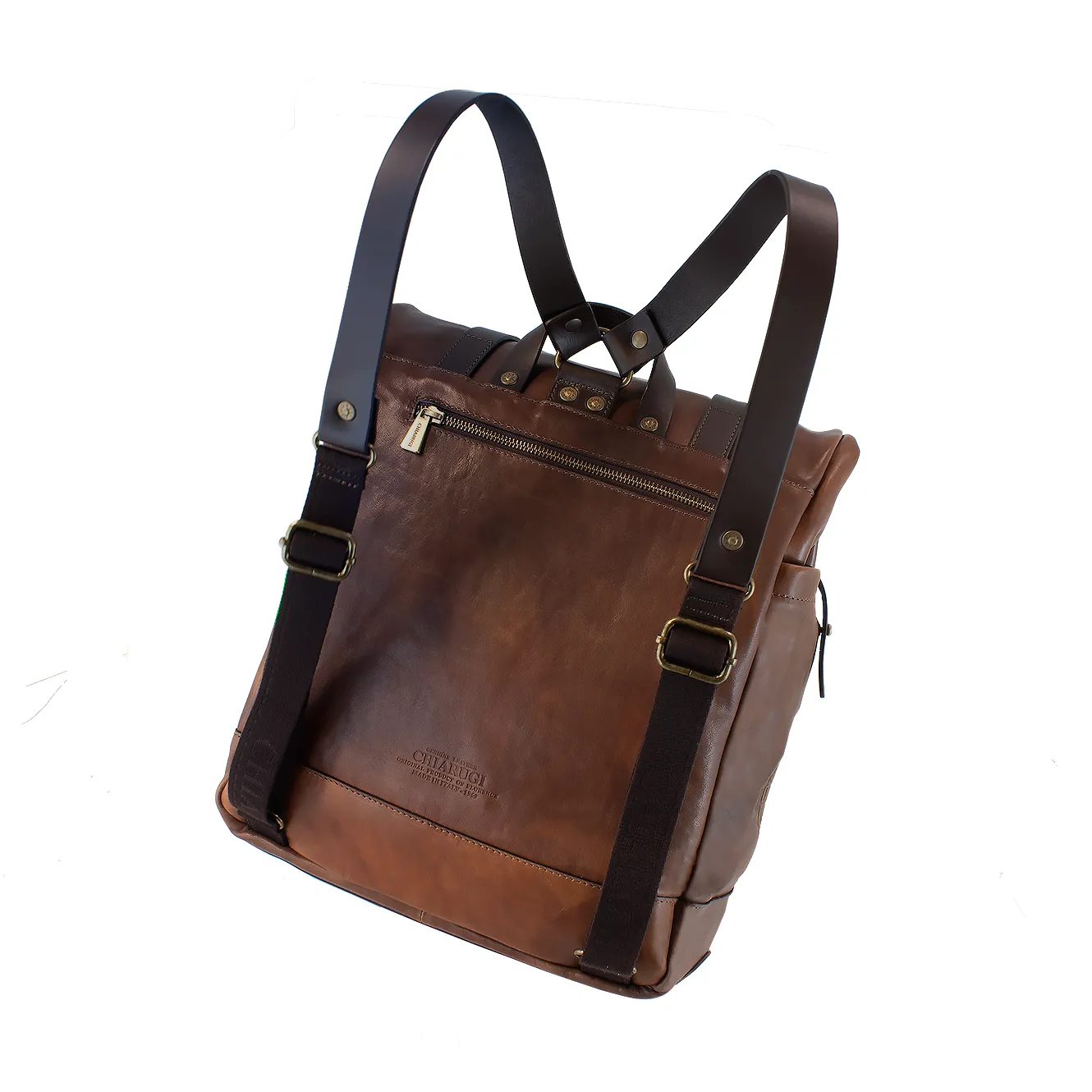 ITALIAN LEATHER ROLL-TOP BACKPACK