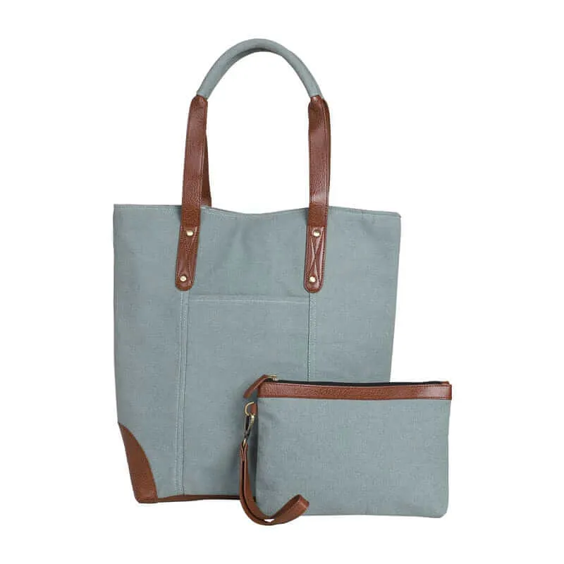 Mona B - Women Canvas Handbag for Women Tote Bag for Grocery, Shopping, Travel: Sky, Large