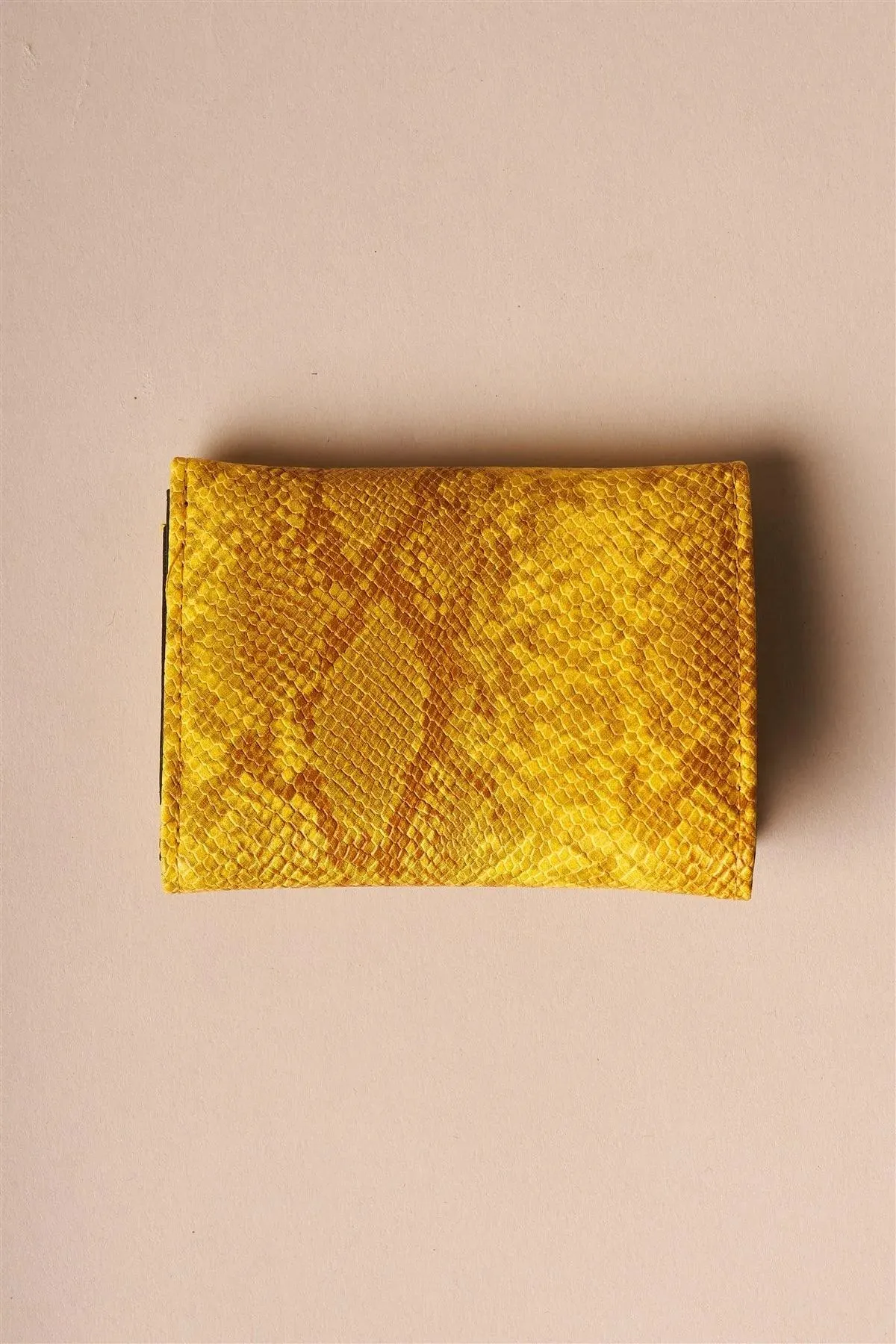 Mustard Yellow Snake Skin Retro Three Way Mini Wallet /3 pack