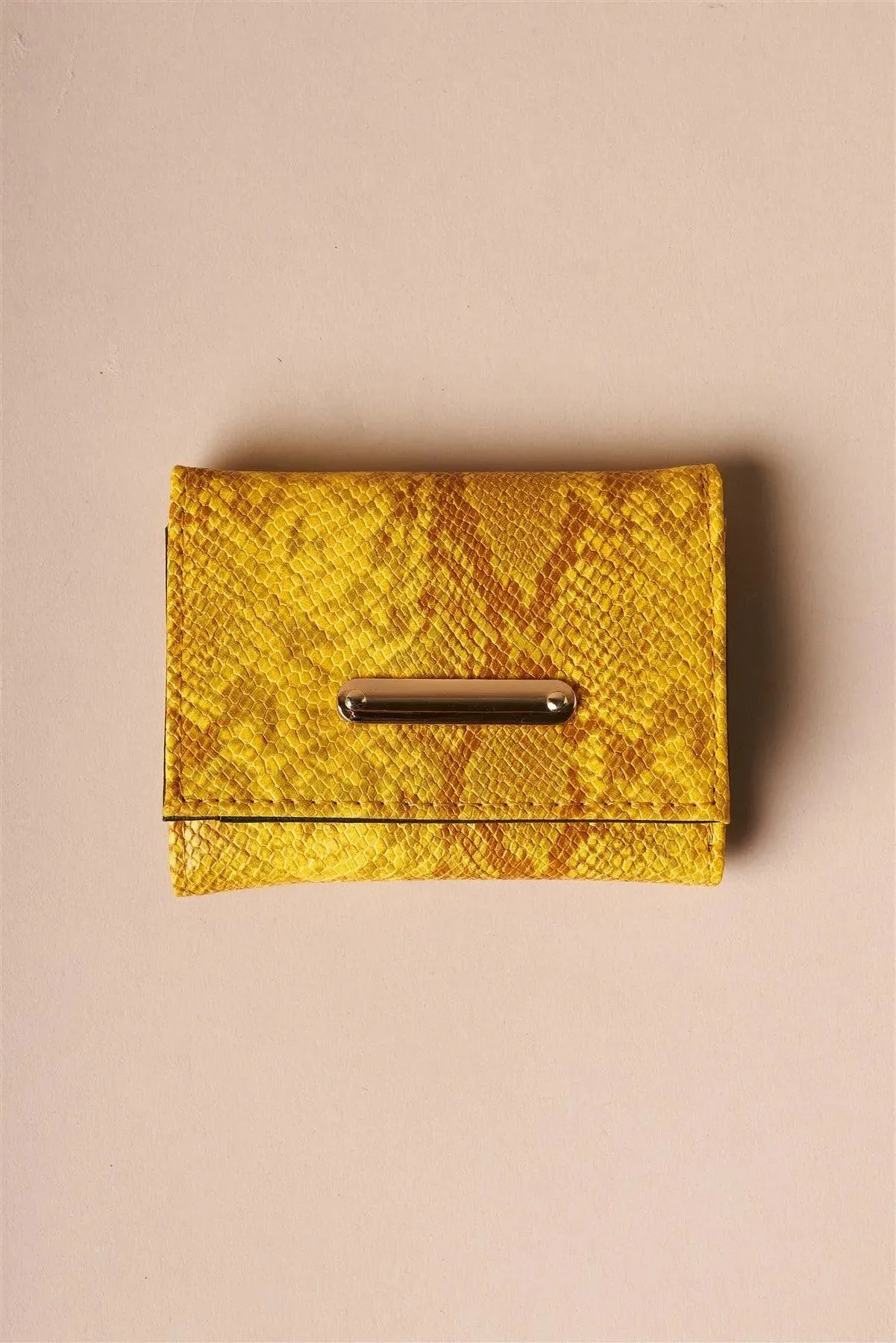 Mustard Yellow Snake Skin Retro Three Way Mini Wallet /3 pack