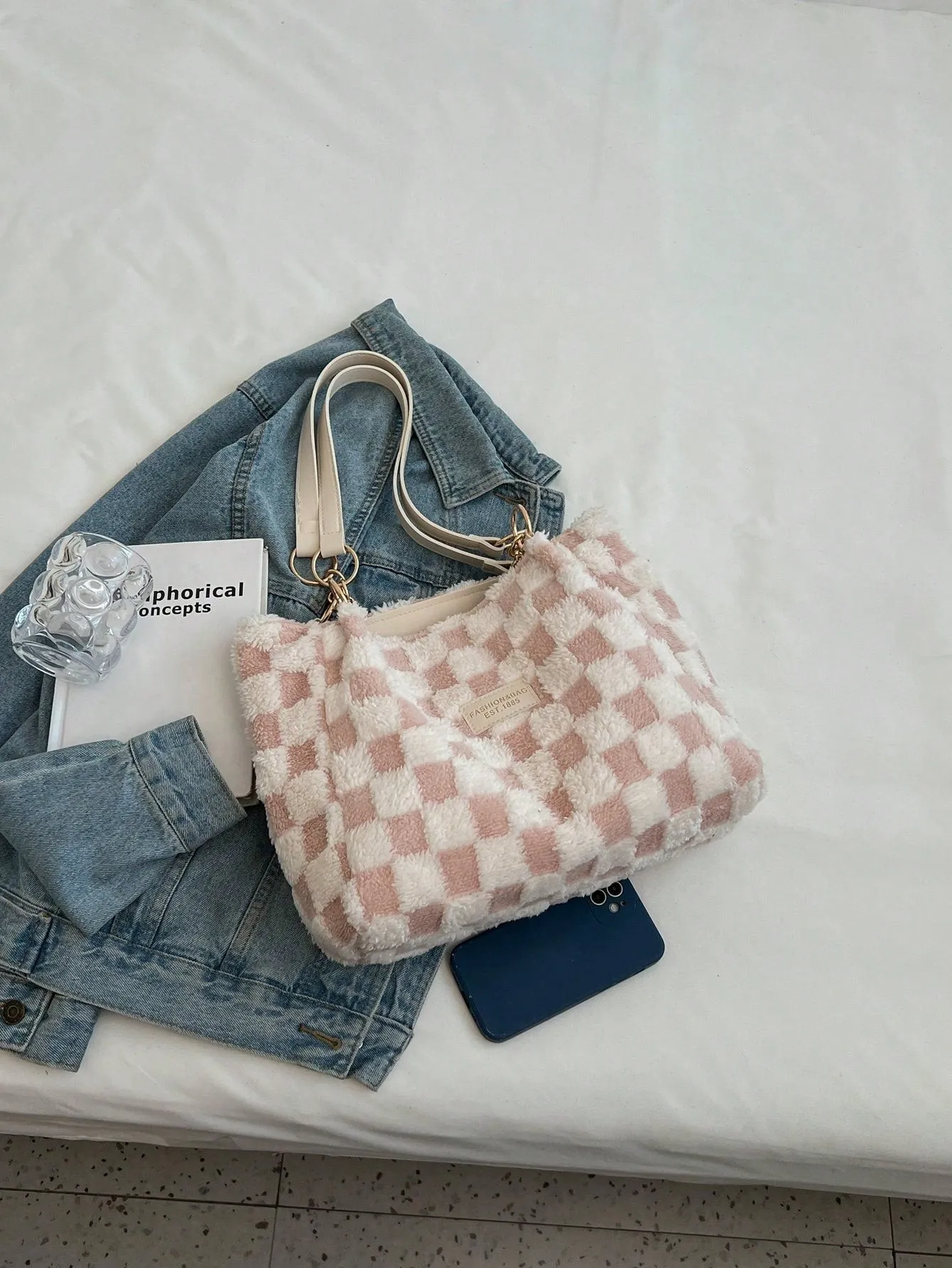 New Arrivals Plaid Pattern Lady's Stylish Tote Bag For Fall And Winter