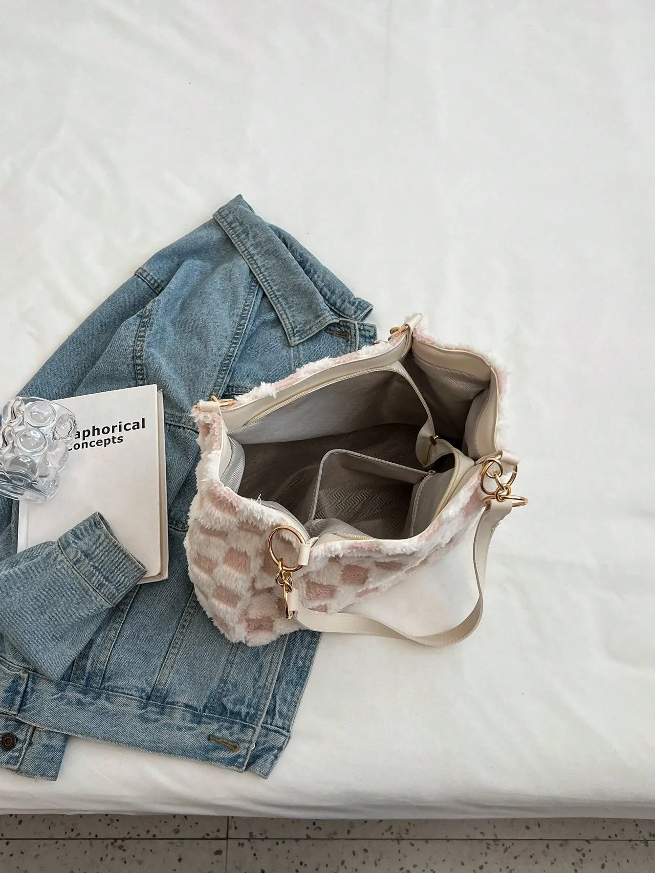 New Arrivals Plaid Pattern Lady's Stylish Tote Bag For Fall And Winter