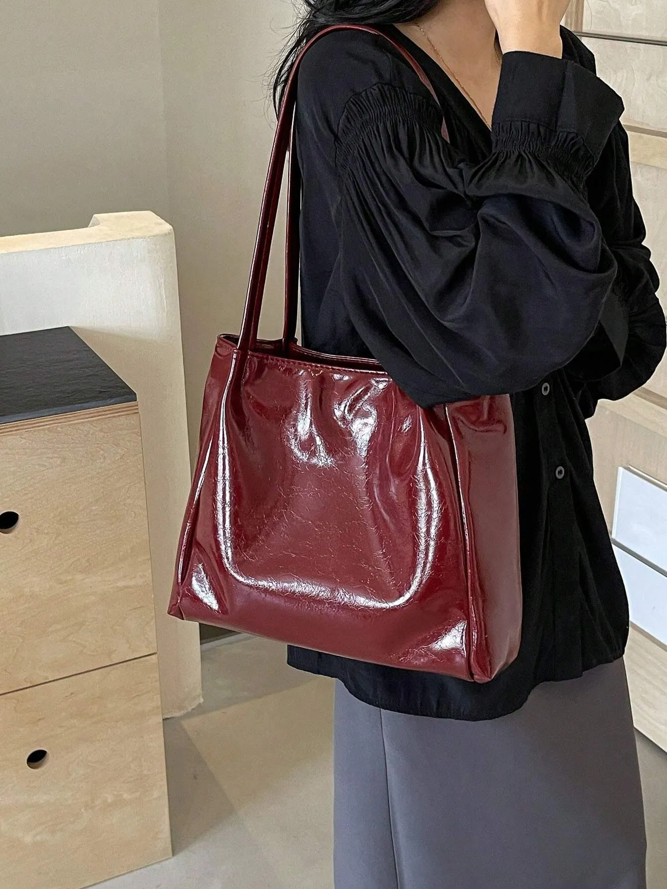 New Arrivals Plaid Pattern Lady's Stylish Tote Bag For Fall And Winter