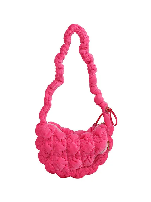 Pleated Split-Joint Velvet Handbags Shoulder Bags