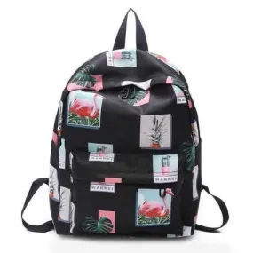 Print Patchwork Backpack - Black