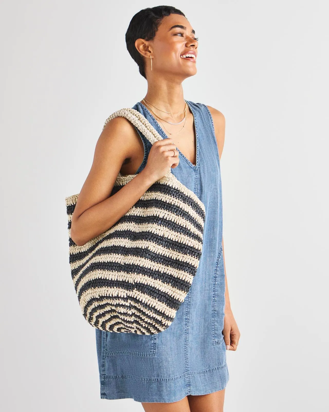 Riviera Raffia Stripe Tote
