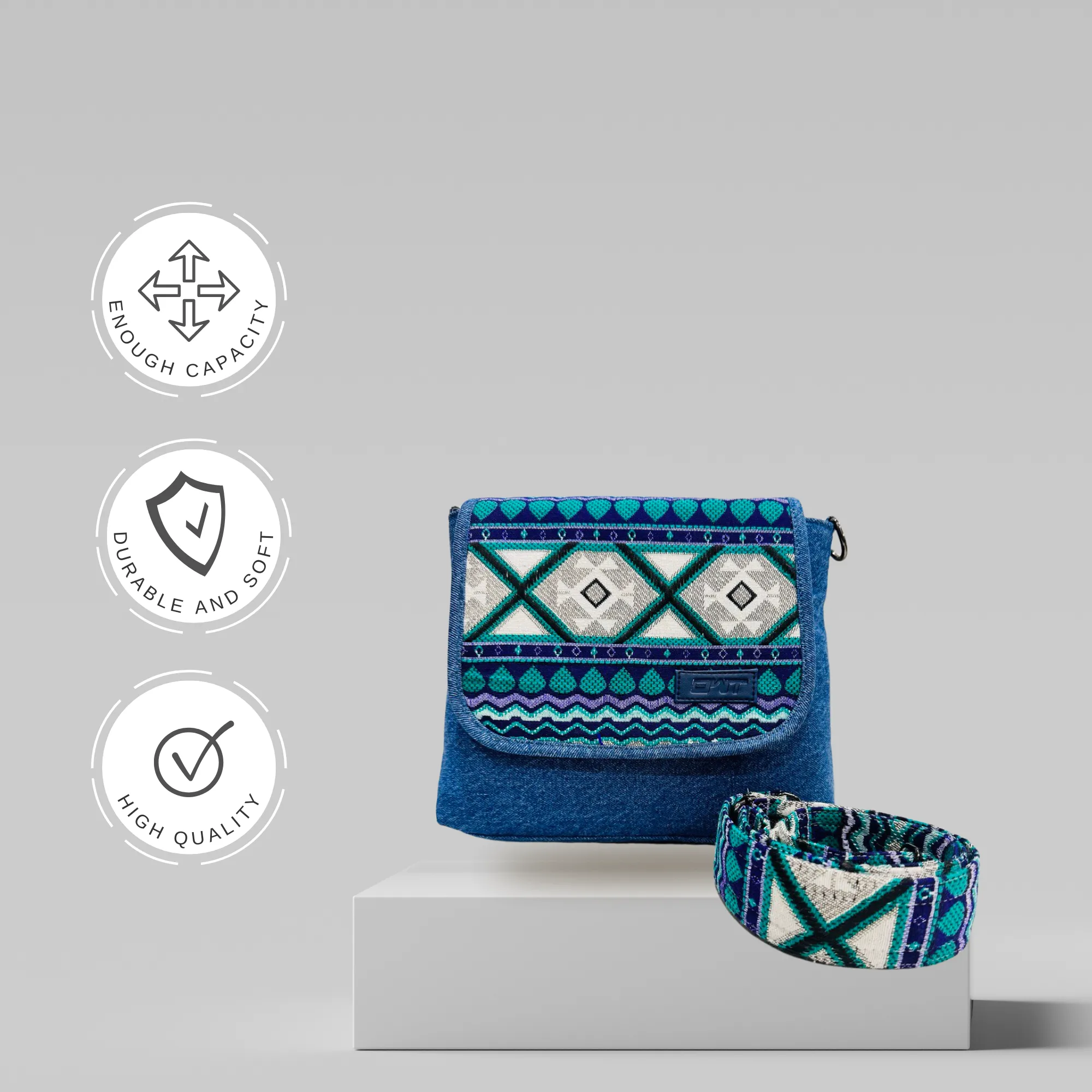 STYLISH BLUE DENIM CROSS BODY BAG-B1