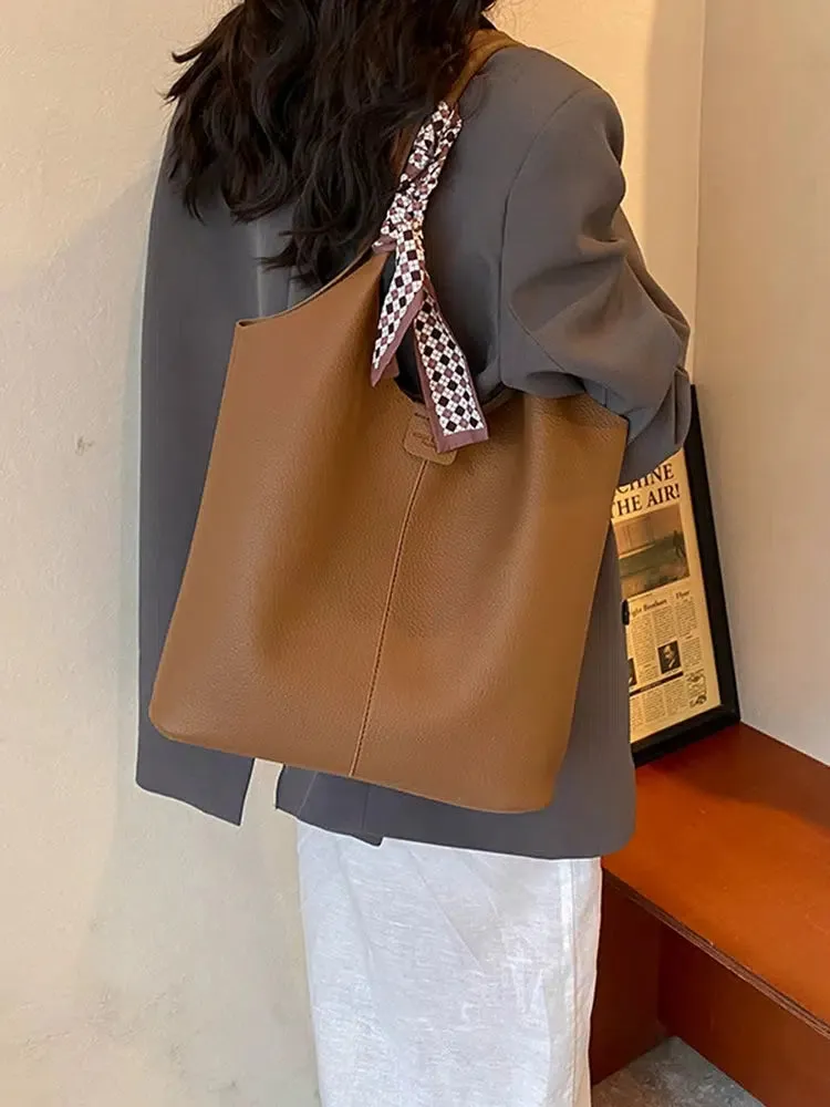 Stylish Leather Bucket Bag