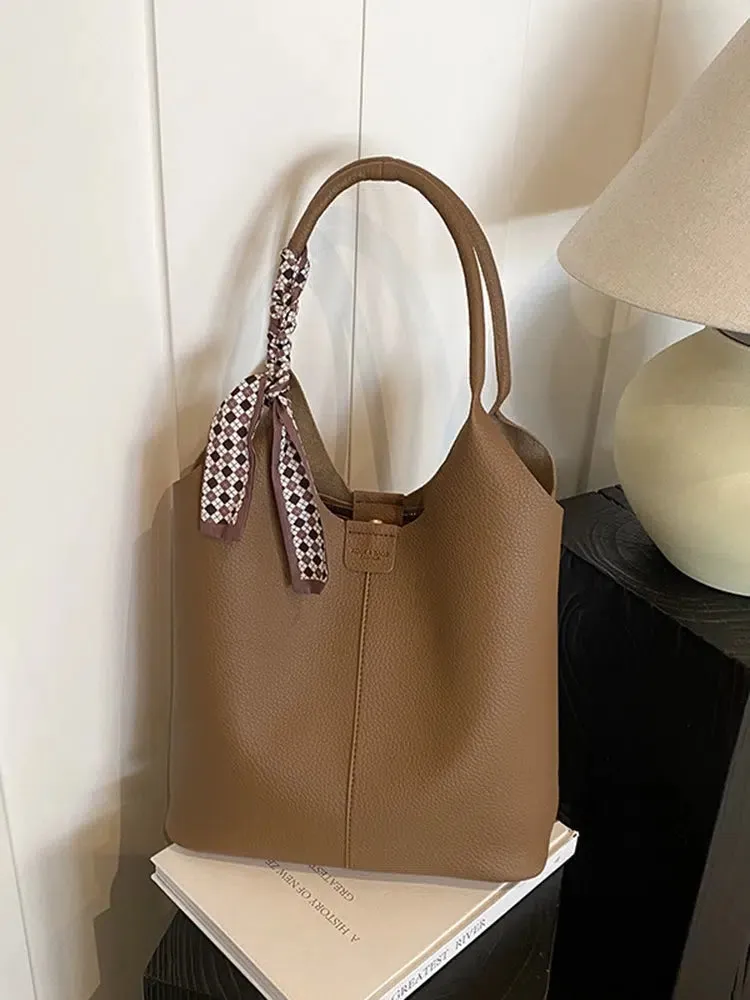 Stylish Leather Bucket Bag