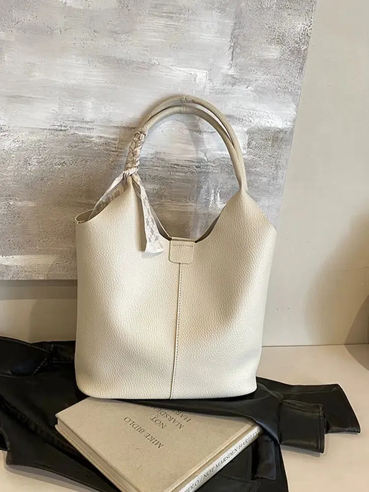 Stylish Leather Bucket Bag