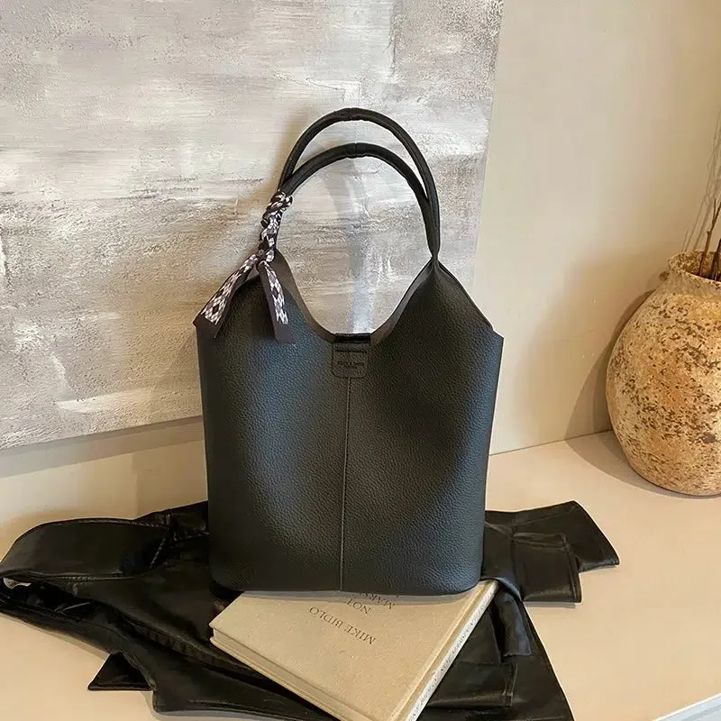 Stylish Leather Bucket Bag