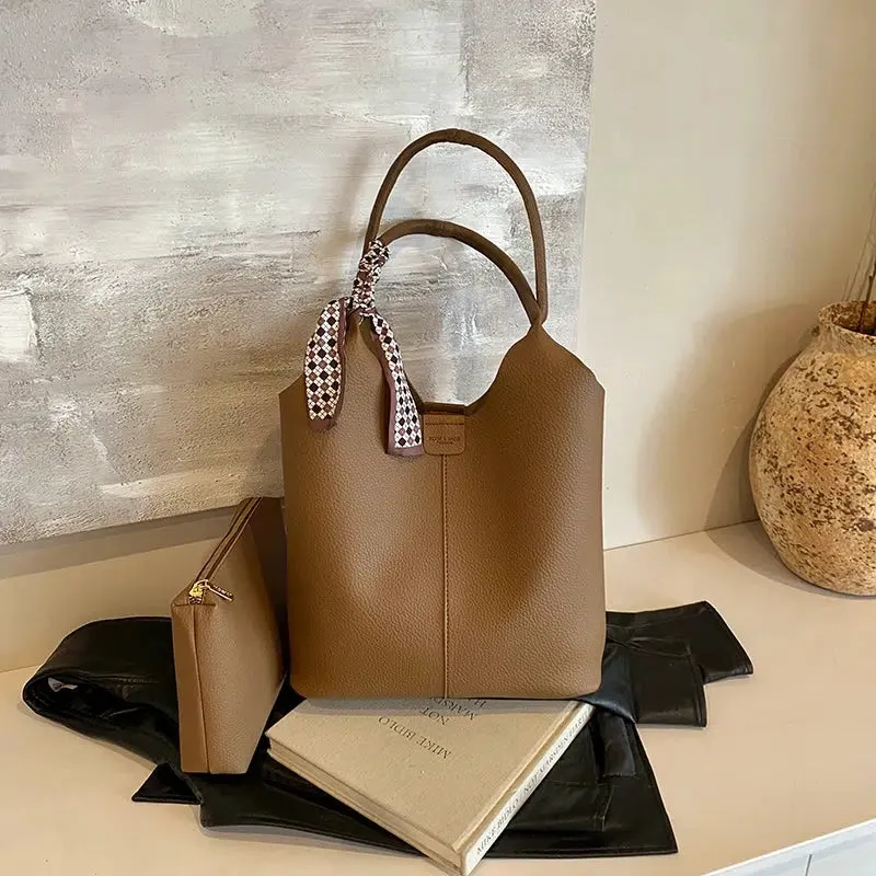 Stylish Leather Bucket Bag