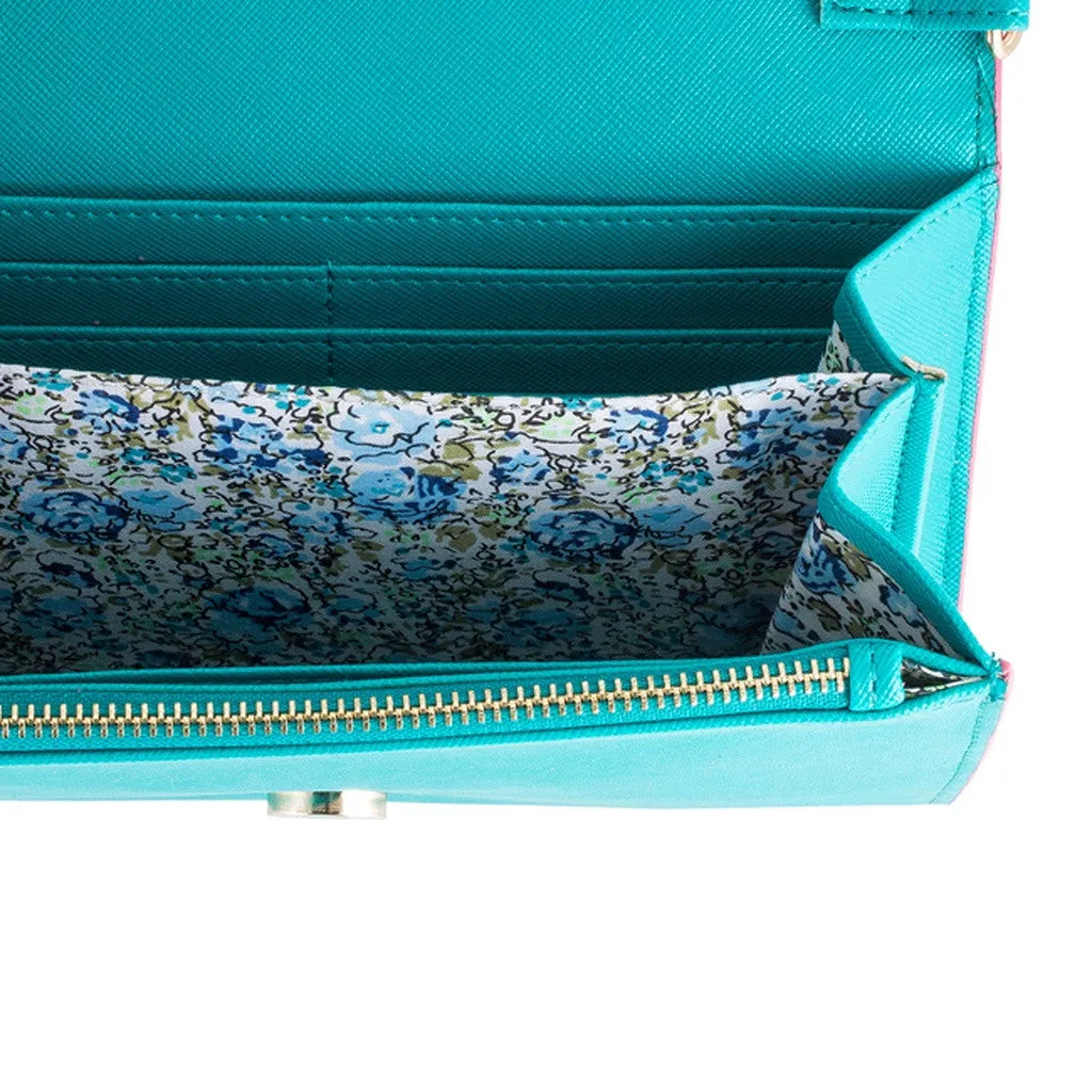 Teal & Pink Border Purse