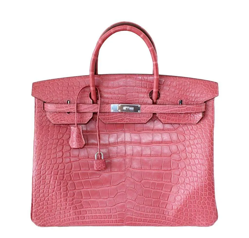 Trendy Inspired Hermès Birkin 40 Boise De Rose Alligator Bag